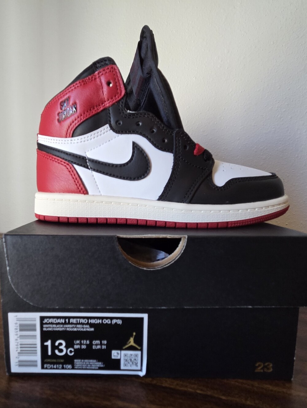 Jordan 1 Retro High OG Kids Shoes - White/Black/Red